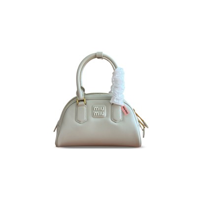 MIU MIU COGNAC ARCADIE LEATHER BAG 5BB191 (22*13*10.5cm)